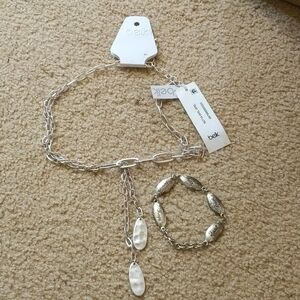 New with Tags Belk Silver Necklace with Encouraging Words Bracelet